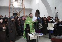 Гимназисты приняли участие в молебне в строящемся храме во имя Александра Невского